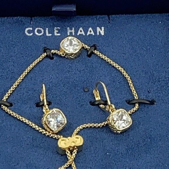 Cole Haan CZ Crystal Earrings Bracelet Boxed Gift Set Cubic Zirconia - Picture 3 of 6